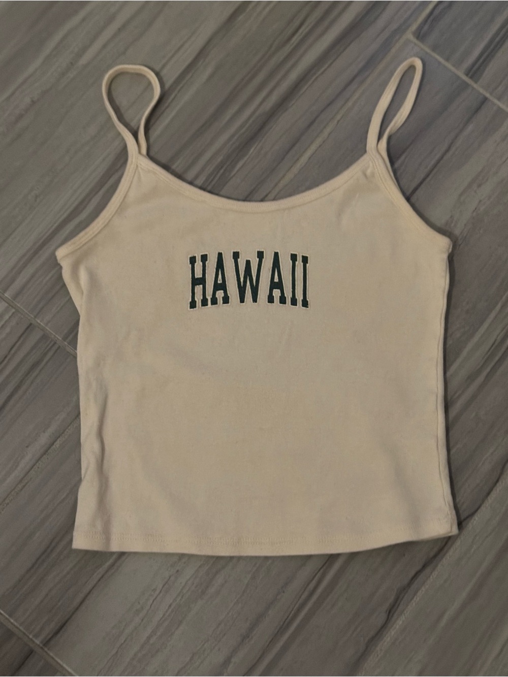 Brandy Melville Cream 'HAWAII' Spaghetti Strap Tank - Picture 1 of 4
